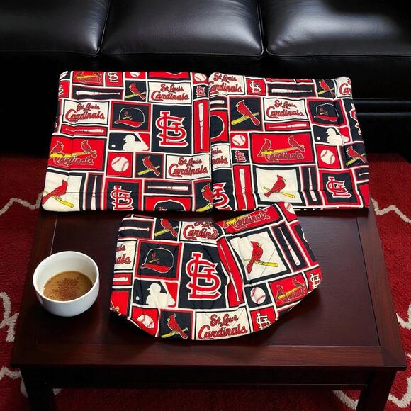 St Louis Cardinals Quilted Hot Pad Bowl Cozy Microwave MLB Baseball Set of 3 - Picture 11 of 11